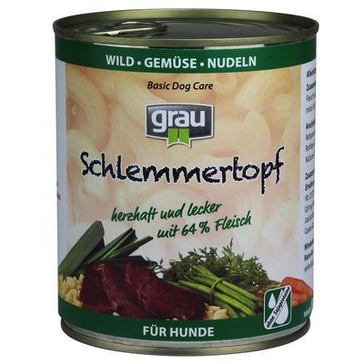 6 x 800 g Grau Smulpotje in blik Hondenvoer Wild met Groente Noedels