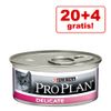 20 + 4 gratis! 24 x 85 g Purina Pro Plan Cat - Adult 7+ Mousse - Tonno