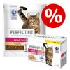 Prezzo speciale! 5 x 1,4 kg secco Perfect Fit + 48 x 85 g umido Adult 1+ misto - Adult 1+ Ricco di Pollo
