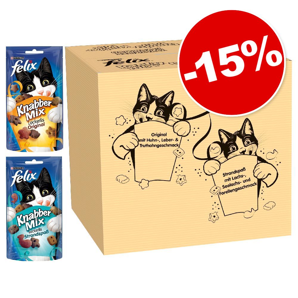 2x(8x60g) Party Mix Original et Party Mix Saveur de l'Océan Felix friandises pour chat