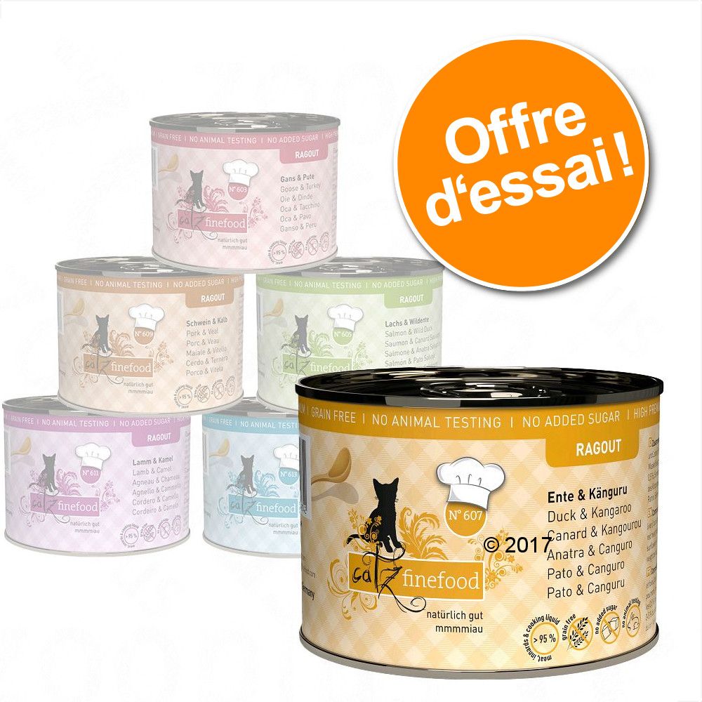 6x180g Ragoût lot mixte (6 variétés) catz finefood - Pâtée pour chat