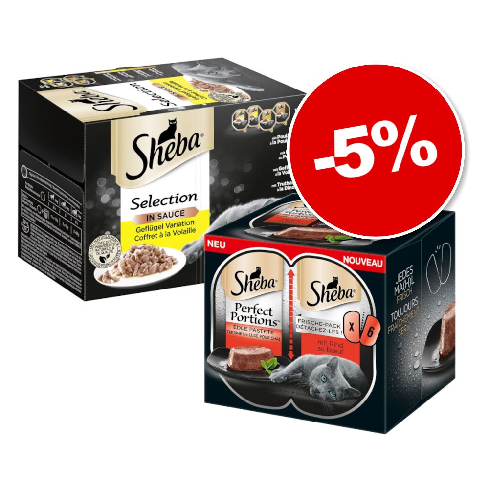 48x85g Sélection en sauce à la volaille Les Barquettes Sheba - Nourriture pour Chat + 48x37,5g bœuf 