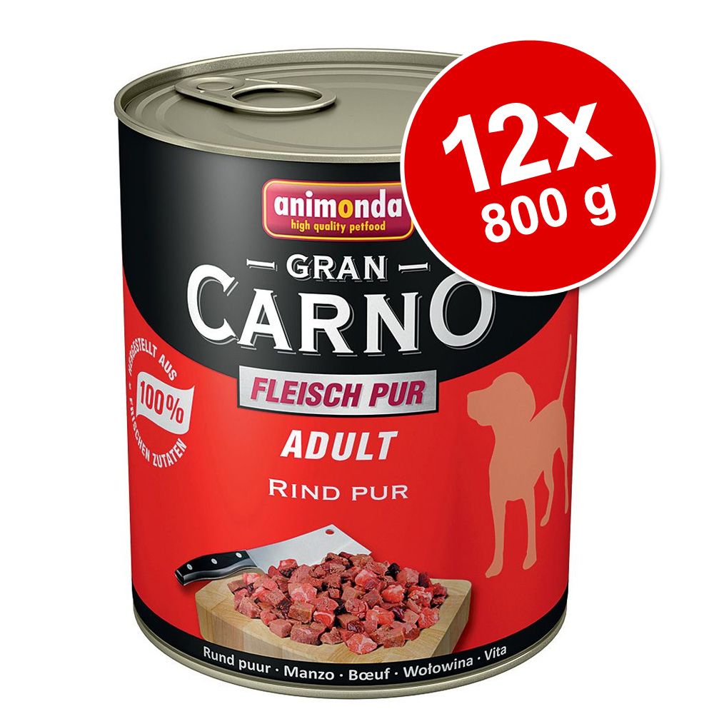 Image of Pack Ahorro: Animonda GranCarno Original Adult 12 x 800 g - Vacuno y salmón con espinacas 04017721827652