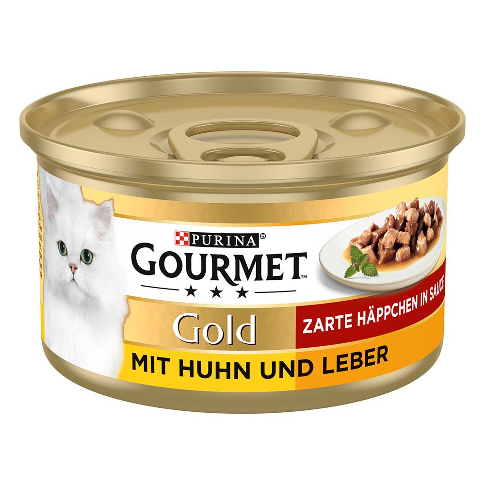 24 x 85g Zarte Häppchen - 2 Sorten Gourmet Gold Katzenfutter nass