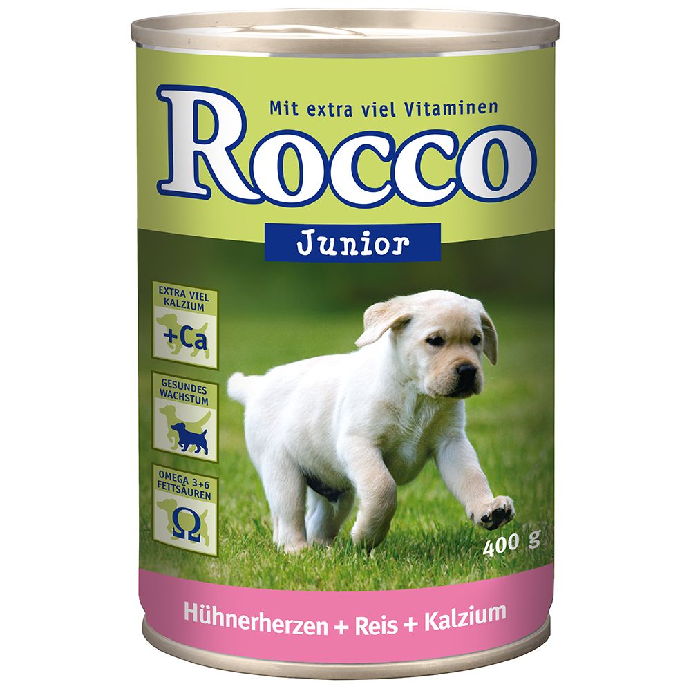 Rocco Junior, 6 x 400 g  Indyk i serca cielęce z wapniem