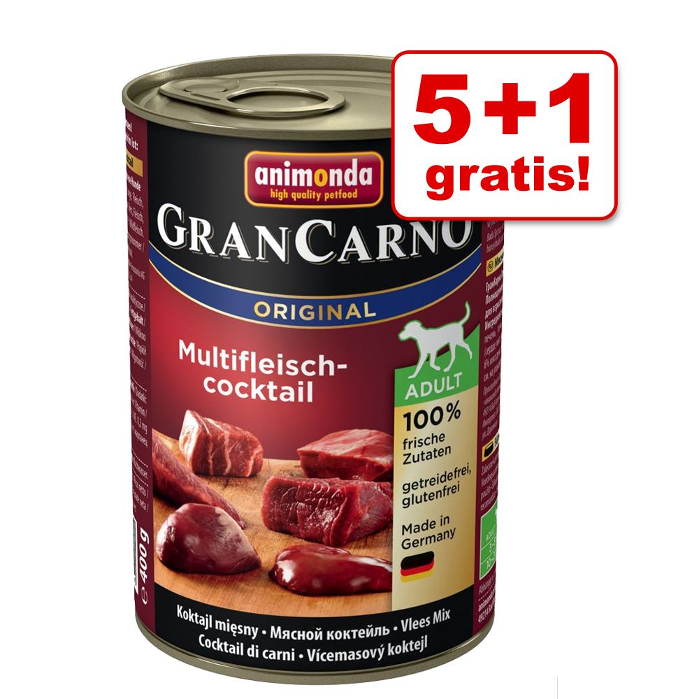 5 + 1 gratis! 6 x 400 g Animonda GranCarno Hundefutter - Junior Rind & Huhn