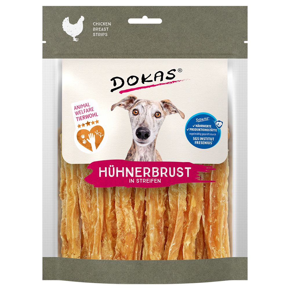 Sparpaket: 2x170g Dokas Hühnerbrust in Streifen Hundesnacks