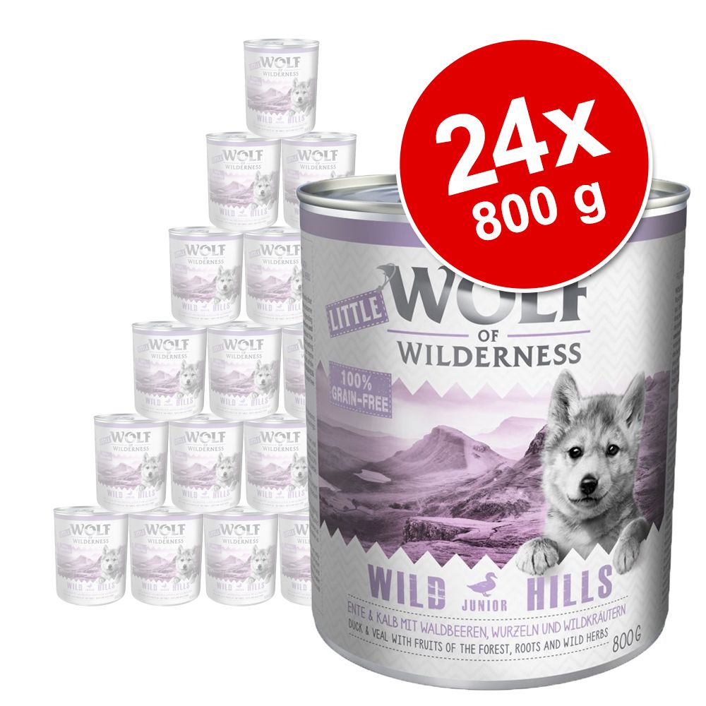 Image of Pack Ahorro: Little Wolf of Wilderness 24 x 800 g - Blue River Junior, con pollo y salmón 04260358513454