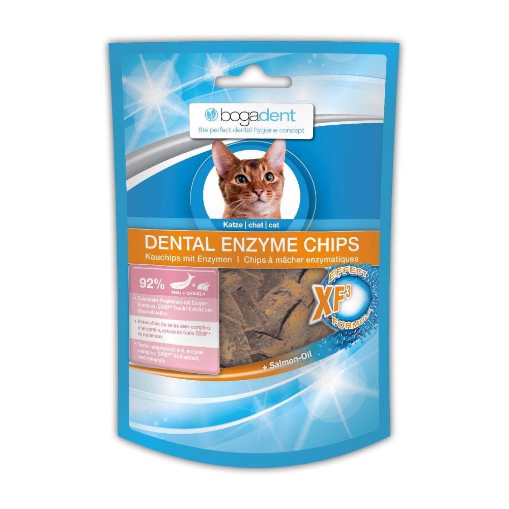 50g Bogadent Dental Enzyme Chips mit Fisch Katzensnacks
