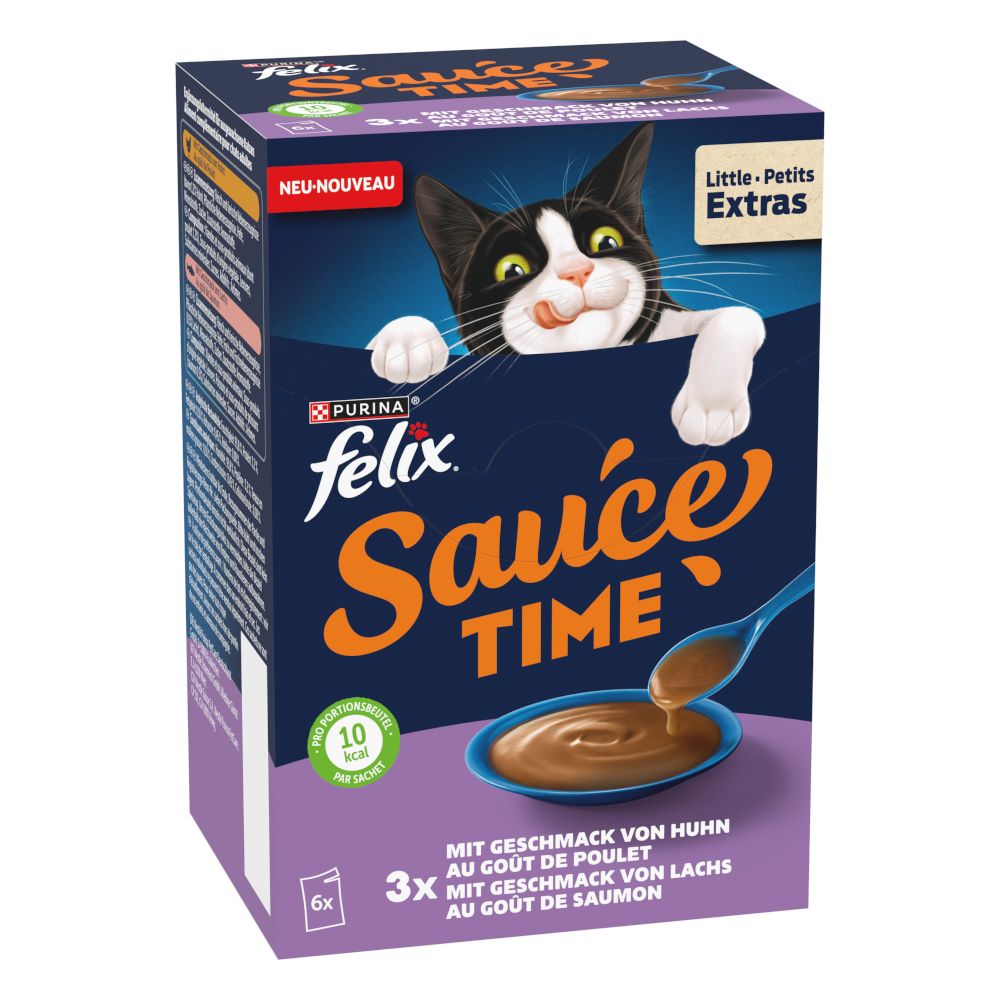 24x40g mit dem Geschmack von Huhn & Truthahn Felix Sauce Time Katzenfutter nass