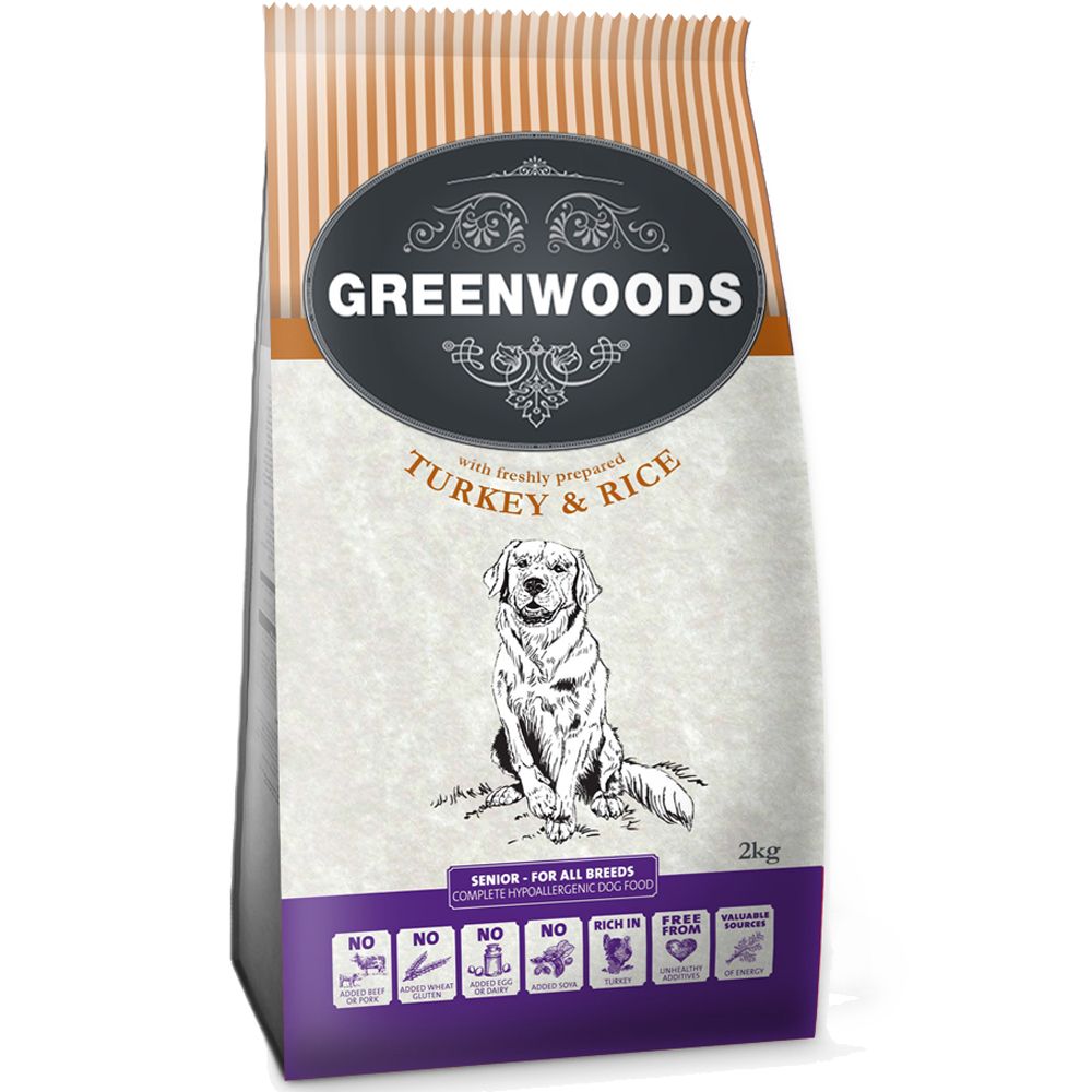 Image of Greenwoods Naturally Hypoallergenic Senior/Light pavo arroz - 2 kg 04260358510095