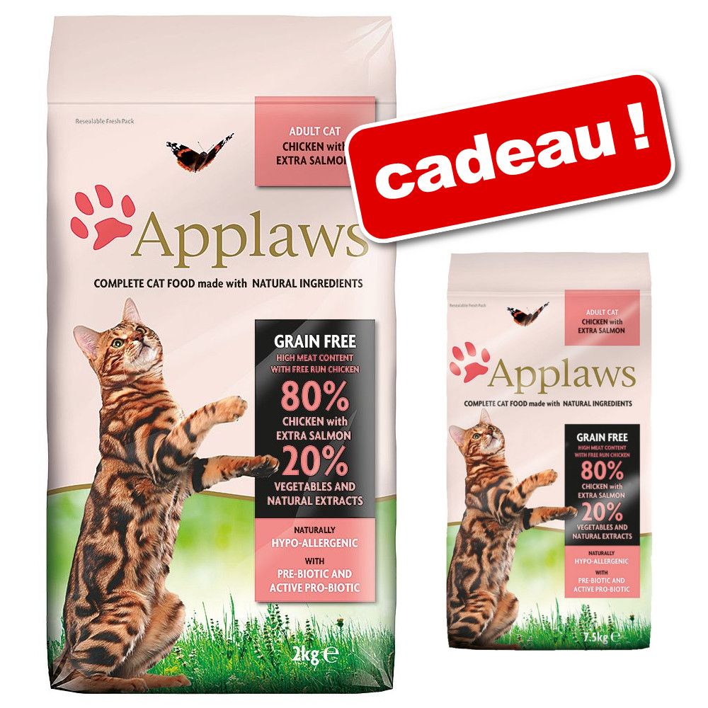 Croquettes Applaws 6 / 7,5 kg + 1,8 / 2 kg offerts ! - poulet, agneau (7,5 kg + 1,5 kg)