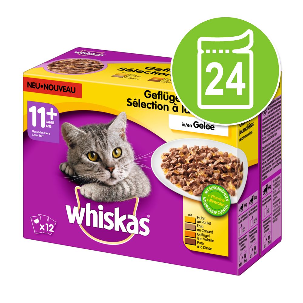 Megapack Whiskas 11+ Frischebeutel 24 x 100 g - Gefl�gelauswahl in Gelee