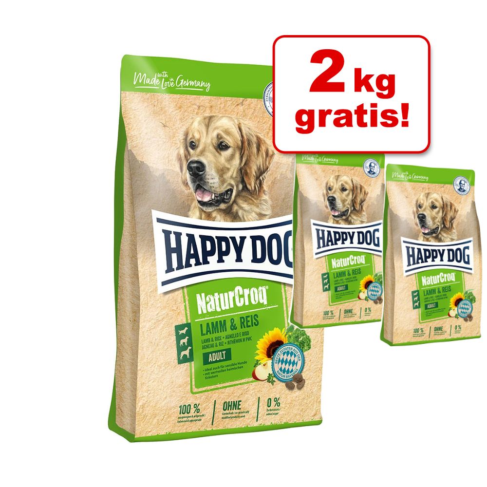 15 kg + 2 gratis! 17 kg Happy Dog NaturCroq - Lamm & Reis