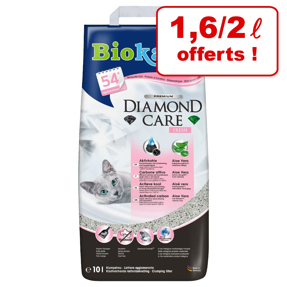 Litière Biokat's DIAMOND pour chat 6,4 / 8 L + 1,6 / 2 L offerts ! - Biokat's Diamond Classic 8 L + 