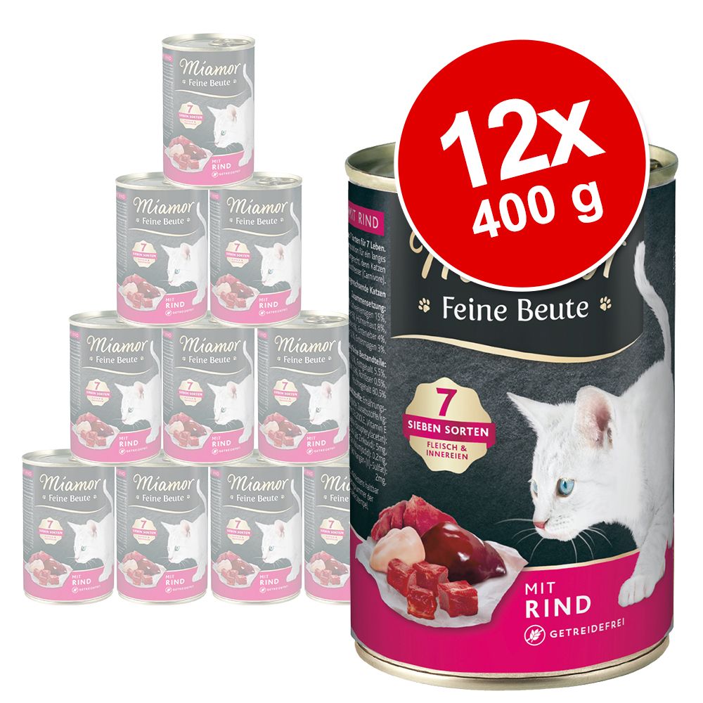 12 x 400g Miamor Feine Beute Hrană umedă pisici - Vită
