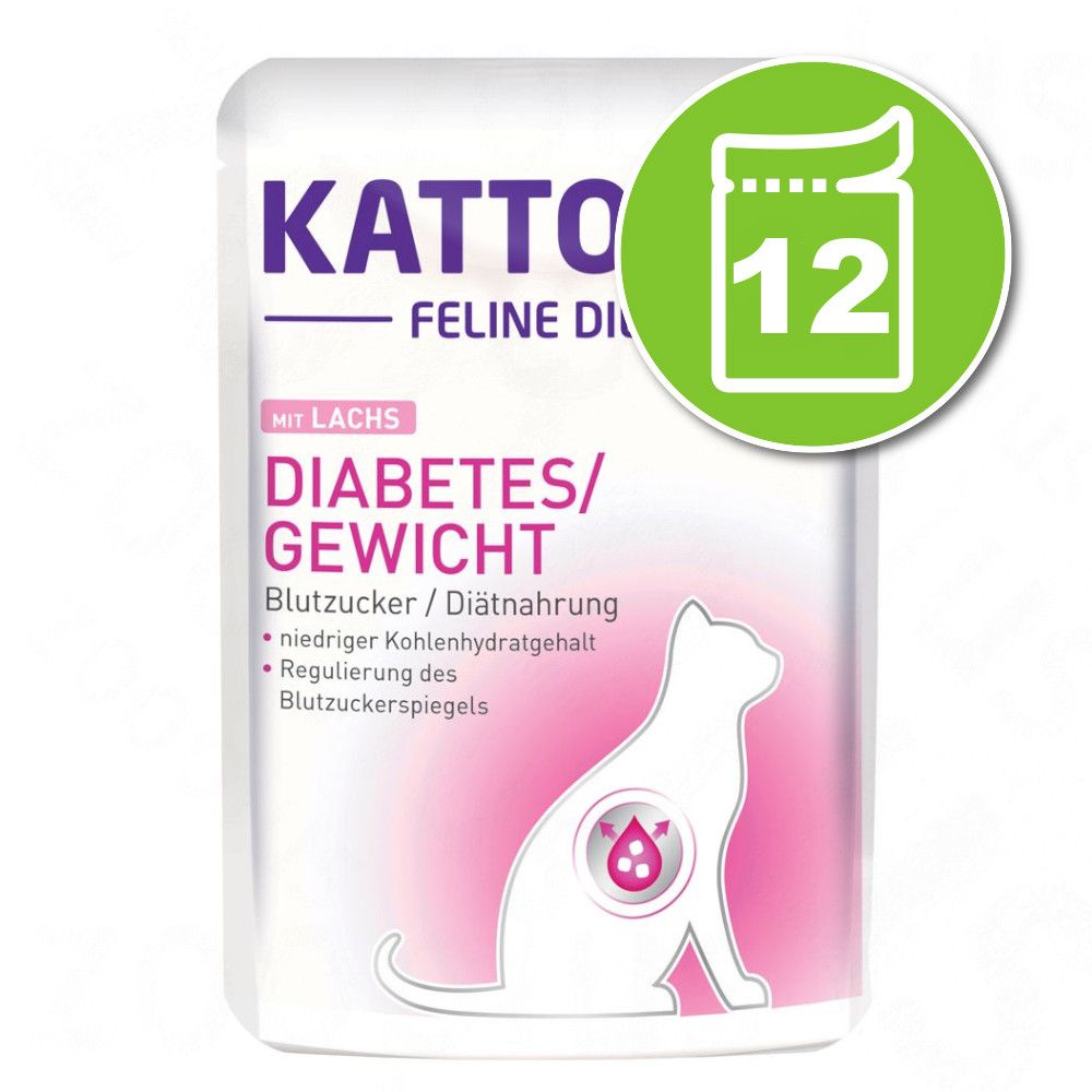 12x85g Kattovit Diabète / Poids saumon - Pâtée pour chat