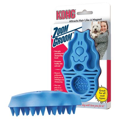 Kong Dog Massageborstel Zoom Groom Blauw kong kopen in de aanbieding
