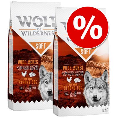 Dubbelpak 2 X 12 Kg Wolf Of Wilderness Soft Strong Green Fields Lam wolf of wilderness kopen in de aanbieding