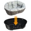 Ferplast Cesta-sofà Siesta Deluxe nera con rivestimento tweed blu - Set Tg. 8: L 85 x P 62 x H 28,5 cm