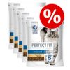 Set risparmio! 5 x 1,4 kg Perfect Fit Cats - Active 1+ Ricco di Manzo