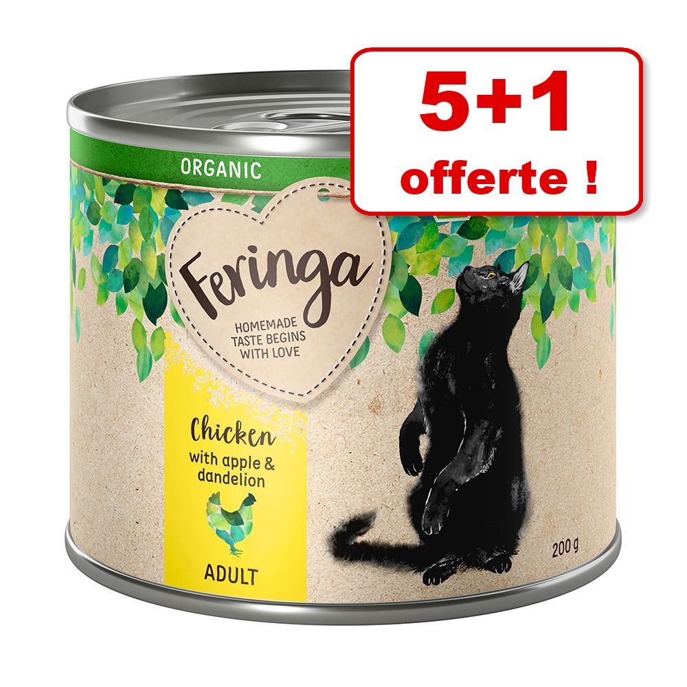 5x200g lot mixte (4 variétés) Adult Organic bio Feringa pour chat + 1 boîte offerte !