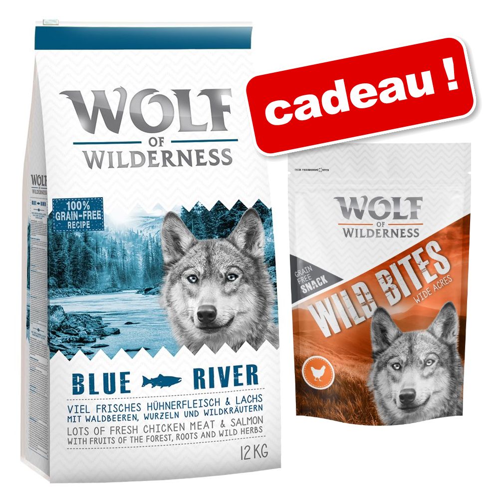 12kg Adult Green Fields, agneau Wolf of Wilderness pour chien + 180g Bouchées Green Fields, agneau friandises en cadeau !
