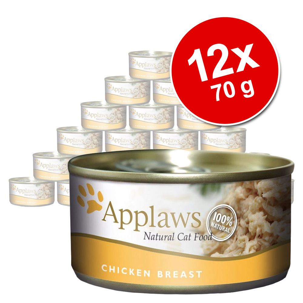 Applaws latas em caldo para gatos 12 x 70 g - Pack económico - Filete de atum e caranguejo