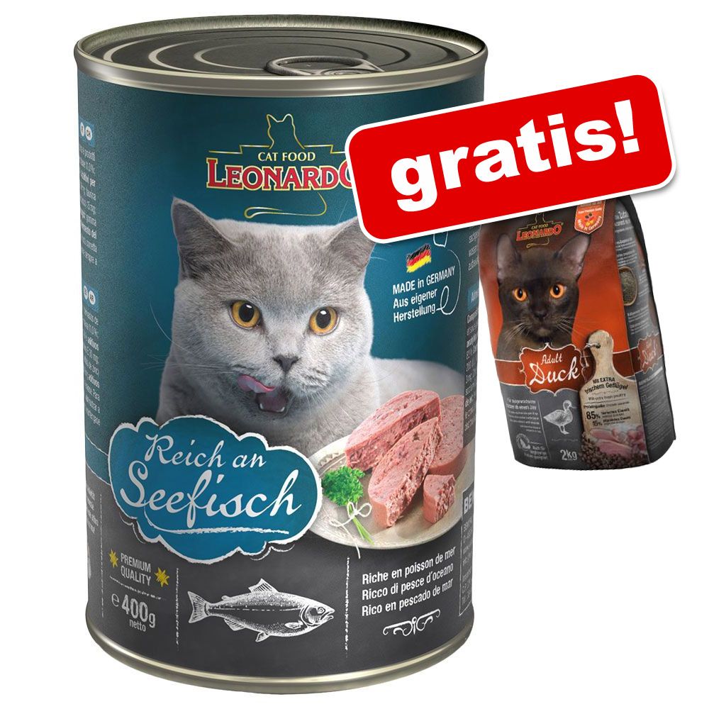 6 x 400 g Leonardo All Meat + 400 g Adult Duck gratis! - Reich an Kaninchen