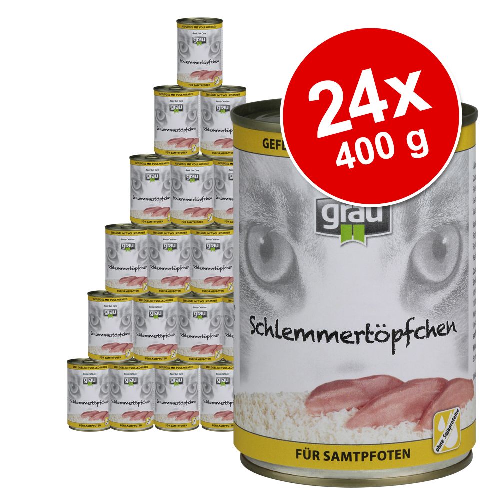 24 x 400 g Sparpaket Grau Schlemmertöpfchen Vollkorn & Schlemmertöpfchen getreidefrei - Mix mit Vollkorn: Pute, Lamm, Rind, Herz & Leber 24 x 400 g Sparpaket Grau Schlemmertöpfchen Vollkorn & Schlemmertöpfchen getreidefrei - Mix mit Vollkorn: Pute, Lamm, Rind, Herz & Leber