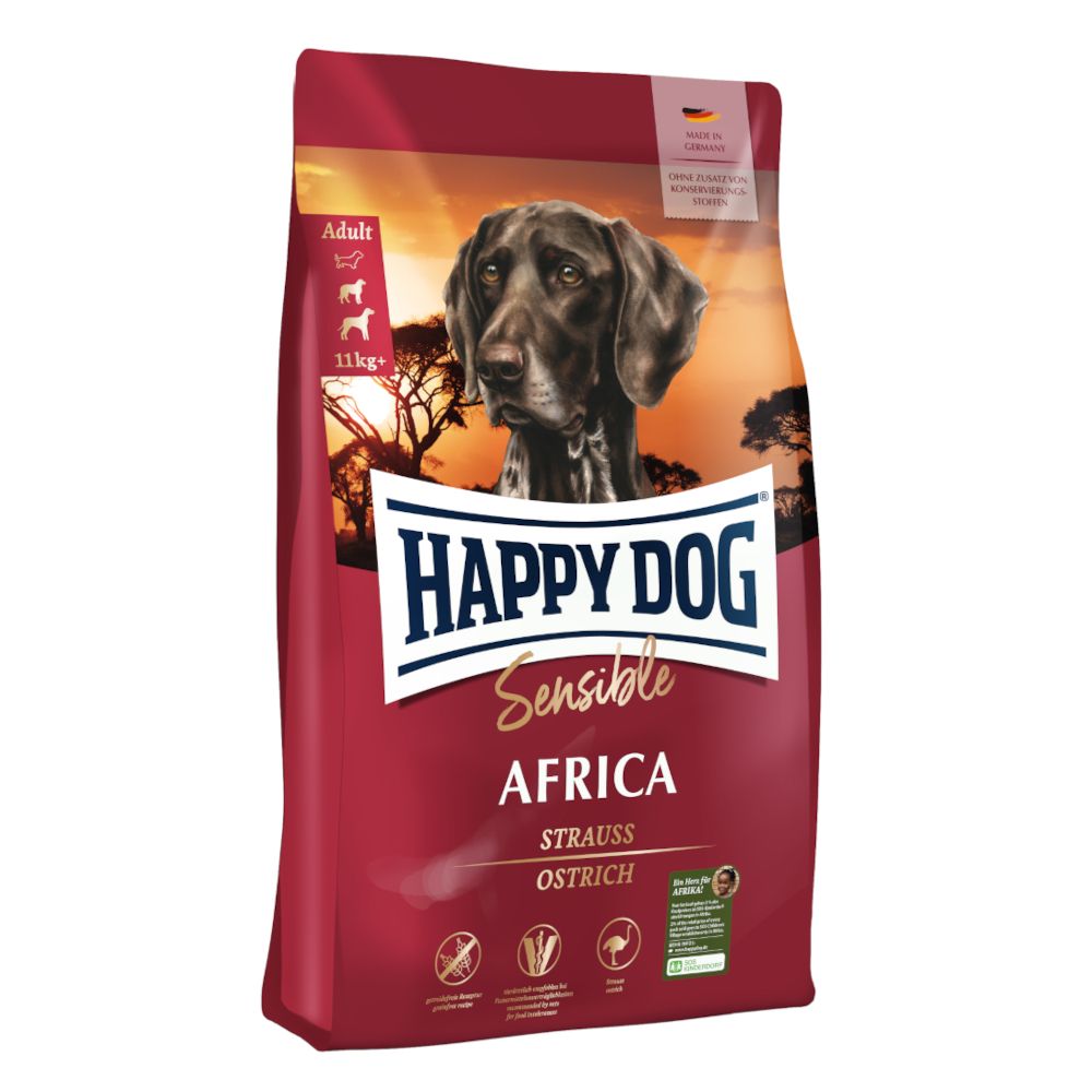 3 x 4kg Kulinarische Weltreise-Africa, France, Montana Happy Dog Supreme Hundefutter trocken