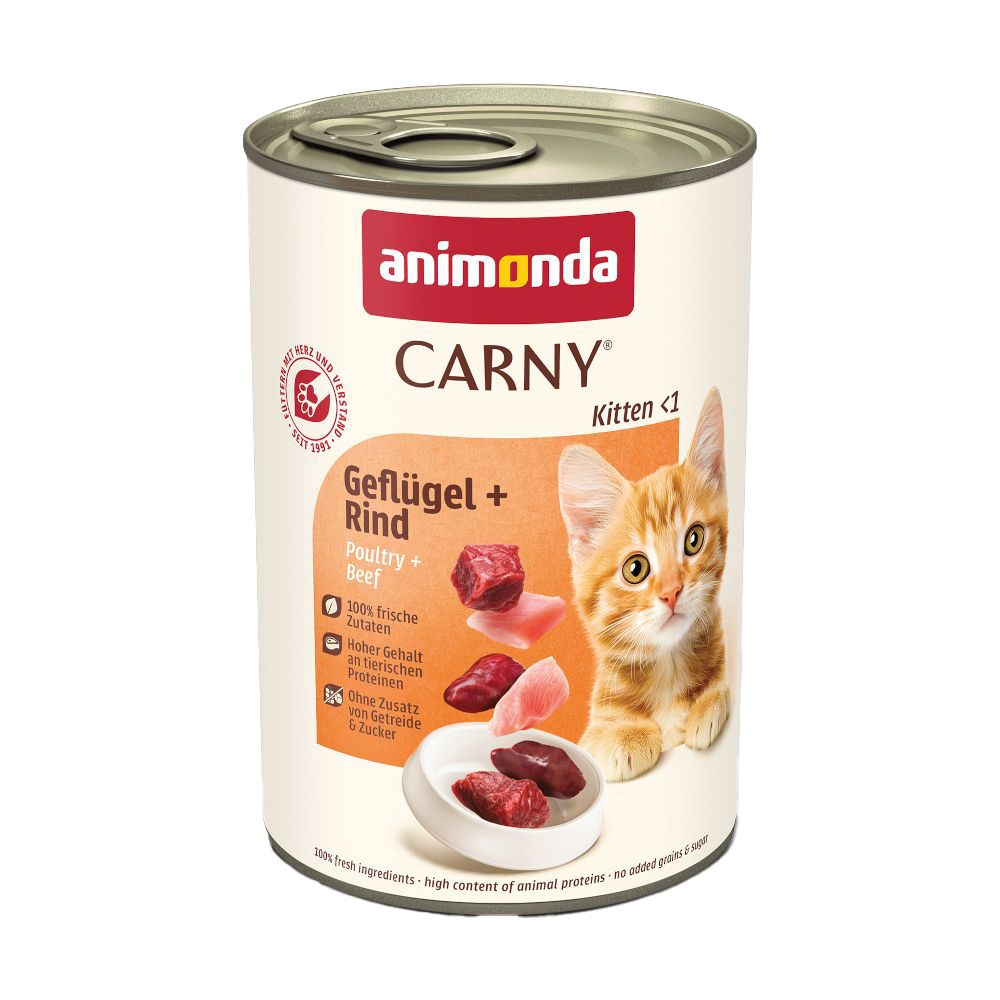 12x 400g Carny Kitten: Geflügel-Cocktail animonda Nassfutter für Katzen