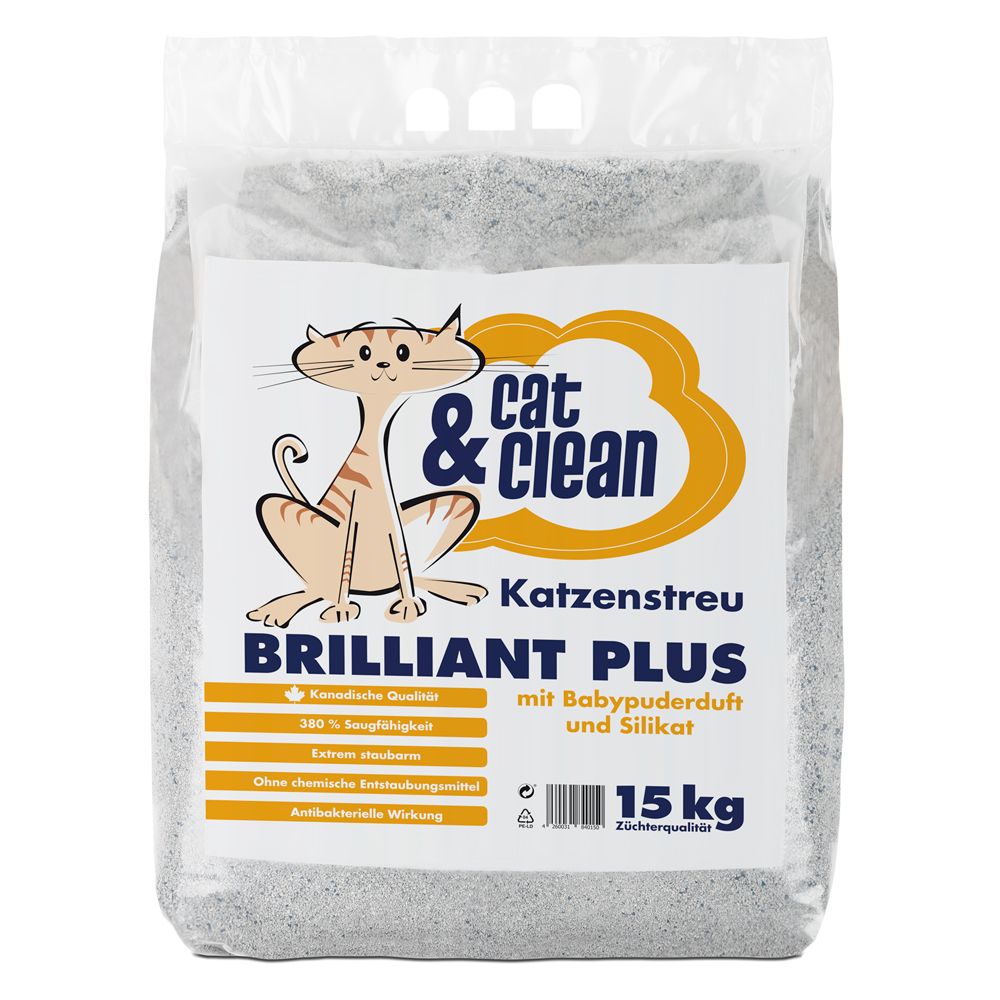 Image of Cat & Clean Brilliant Plus arena aglomerante olor a talco - 15 kg 04260031840150