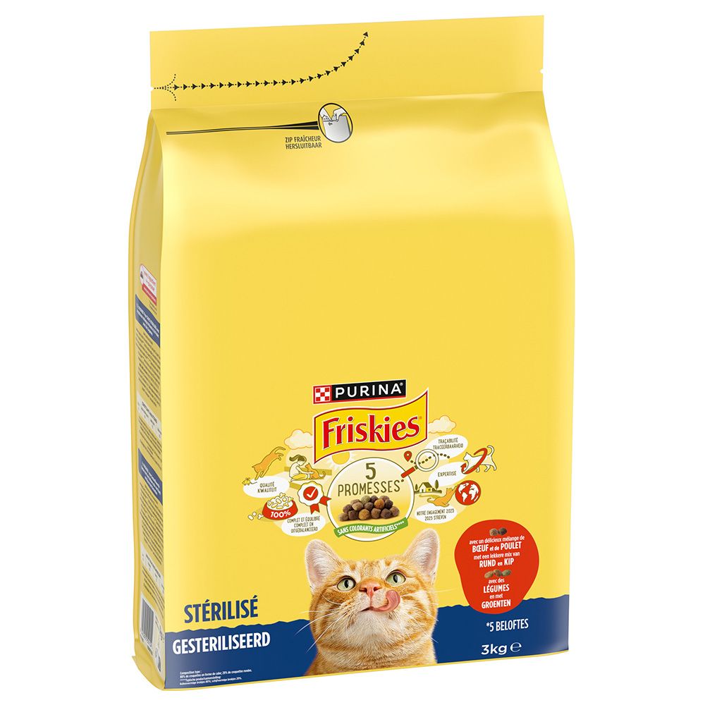 3kg Friskies Sterilized Katze mit Rind, Huhn und Gemüse PURINA Trockenfutter für Katzen