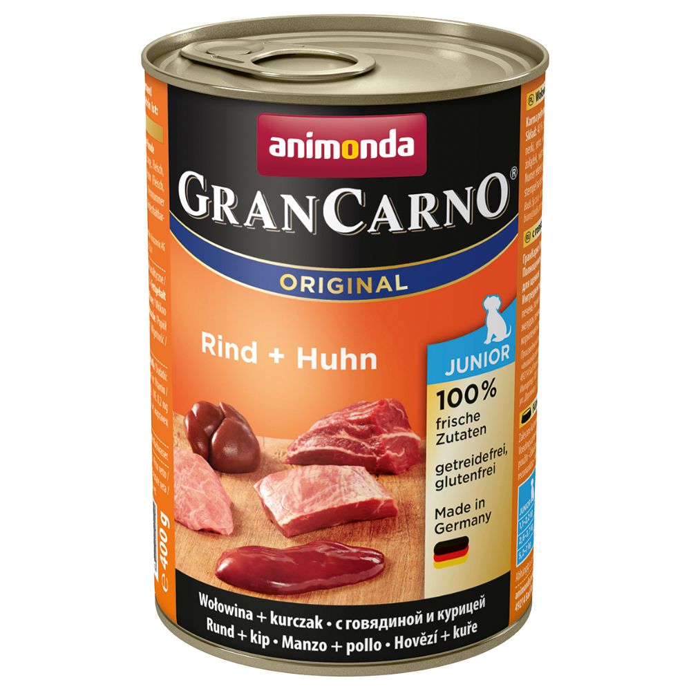 GranCarno Animonda Original Junior 6 x 400 g - Vită și inimi de curcan