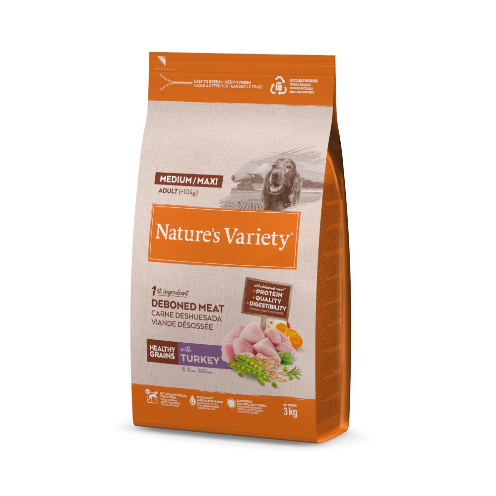 12kg Nature's Variety Healthy Grains Medium/Maxi Adult Truthahn Hundefutter trocken