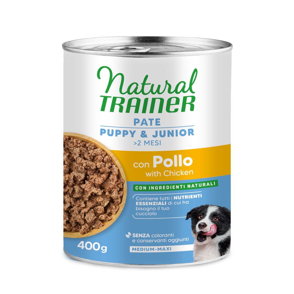 400 g Natural Trainer Pate Medium & Maxi Puppy & Junior Huhn Nassfutter Hund