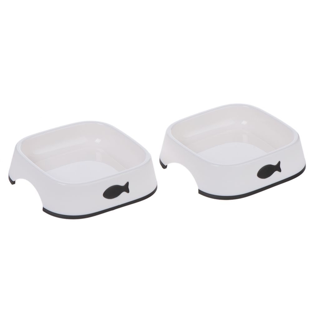 Lot 2x gamelles plastique Little Fish 200mL, L13,5 l13,5cm - Gamelle pour chat