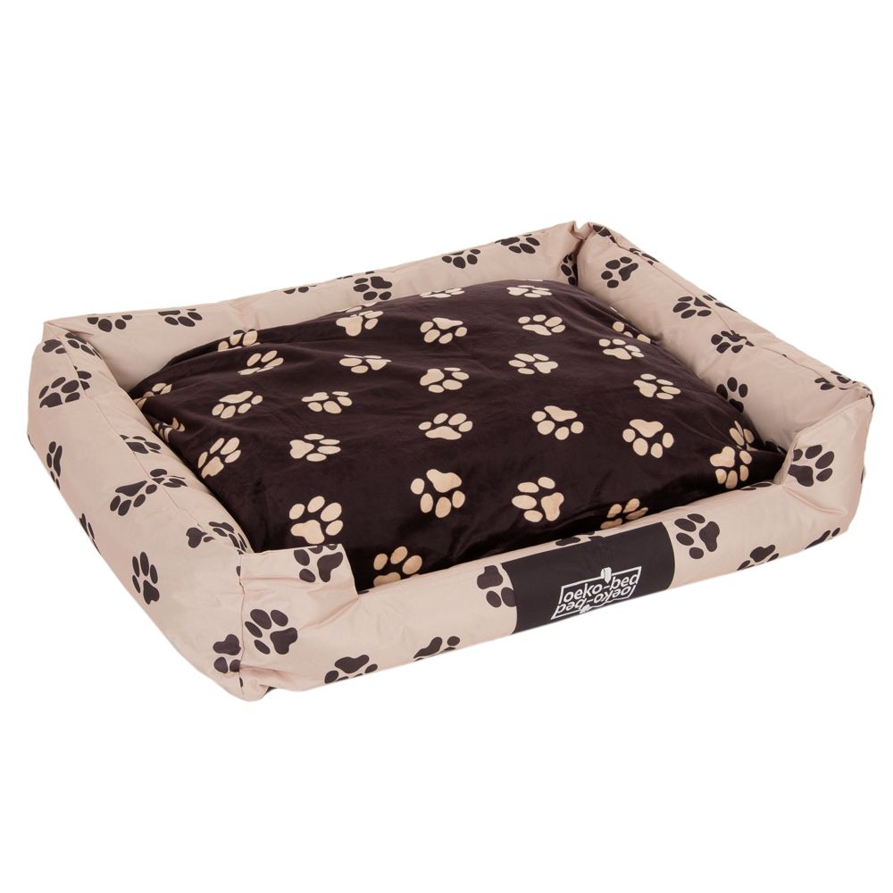 Image of Cama Oekobed con cojín reversible de estampado de huellas para perros - 100 x 80 x 25 cm (L x An x Al) 04251119802276