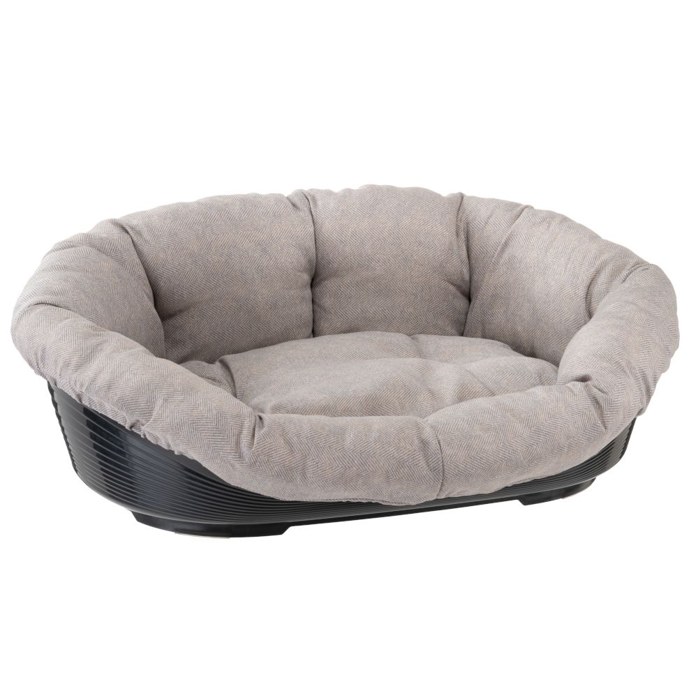 Set Größe 4: Korb + Überzug + Füße Ferplast Korb Siesta Deluxe mit Überzug Tweed beige für Hunde