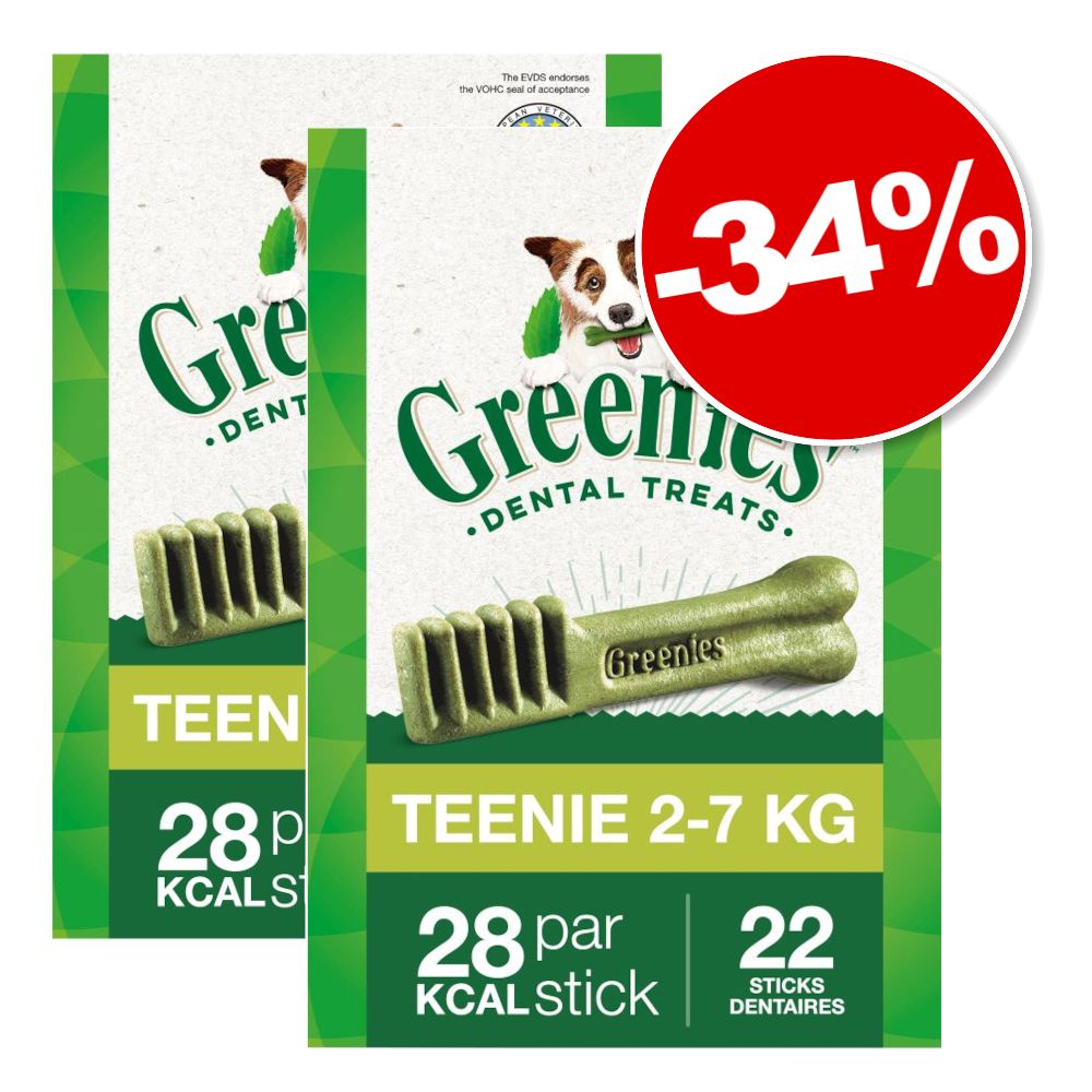 2x340g Soin dentaire Teenie Greenies 86 friandises pour chien : 34 % de remise !