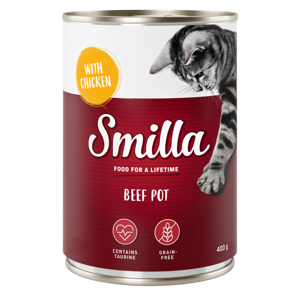 Smilla Delizie al Manzo 6 x 400 g Alimento umido per gatti - Mix: 2 x Pollo + 2 x Anatra + 1 x Fegato di Pollo + 1 x Tacchino