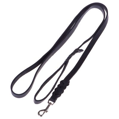 - Heim Lederleine mit eingeflochtenem Karabiner, schwarz Heim Lederleine mit eingeflochtenem Karabiner, schwarz