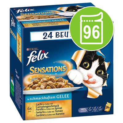 96 X 100 G Felix Sensations Pouches Kattenvoer Vis Selectie felix kopen in de aanbieding