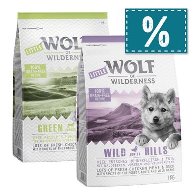 - Little Wolf of Wilderness Junior - gemischtes Probierpaket (2 x 1 kg) Little Wolf of Wilderness Junior - gemischtes Probierpaket (2 x 1 kg)