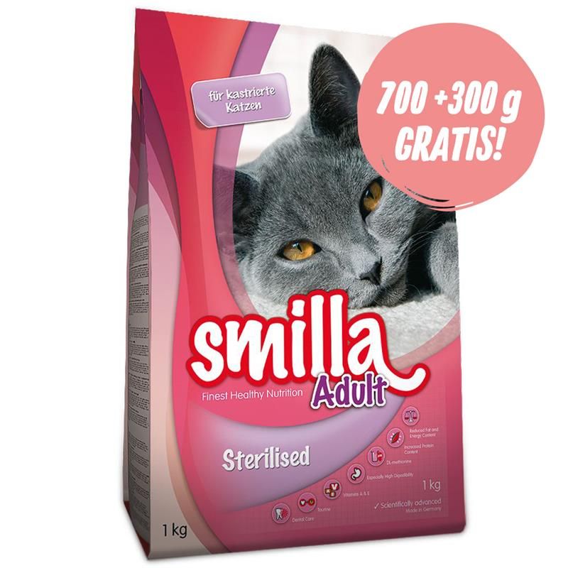 700 g + 300 g gratis! 1 kg Smilla Crocchette per gatti  - Adult Pesce