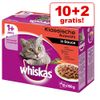 10 + 2 gratis! 12 x 100 g Whiskas buste - 1+ Selezione Carni Bianche in Gelatina