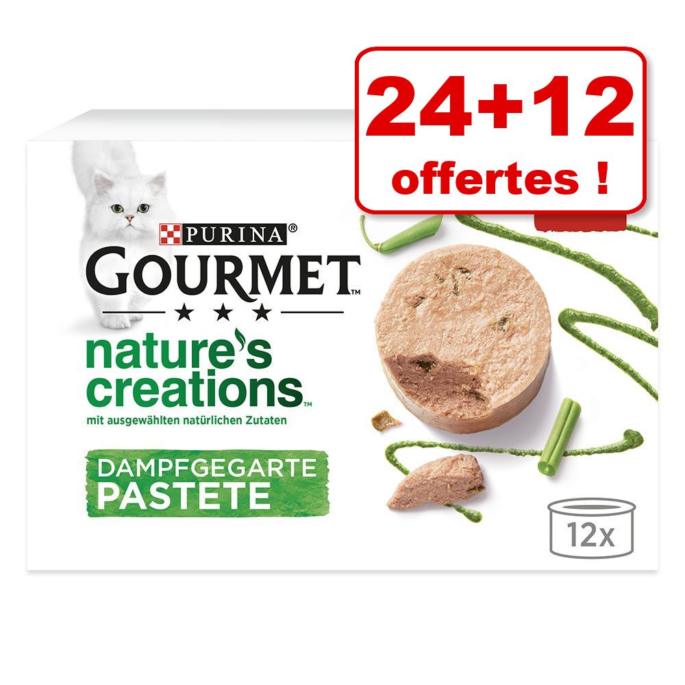 24x85g poulet, carottes Nature's Creation Mousse Gourmet boîtes pour chat + 12 boîtes offertes !