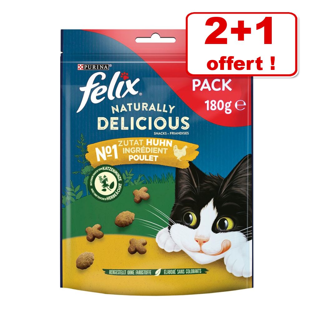3x180g bœuf, baies de goji Naturally Delicious Felix Friandises pour chat