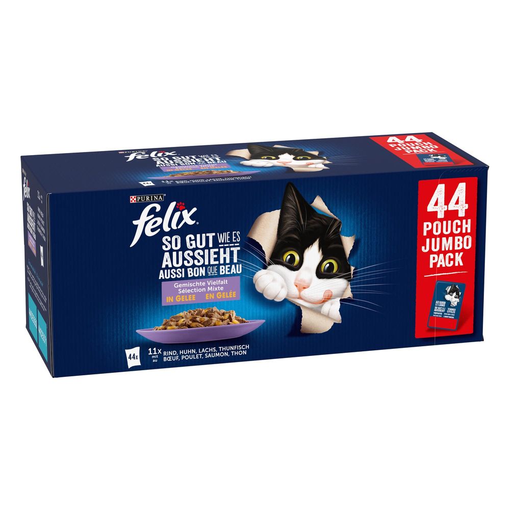 44x 85g ''So gut wie es aussieht'' Köstliche Fleisch- & Fischauswahl Felix Katzenfutter nass